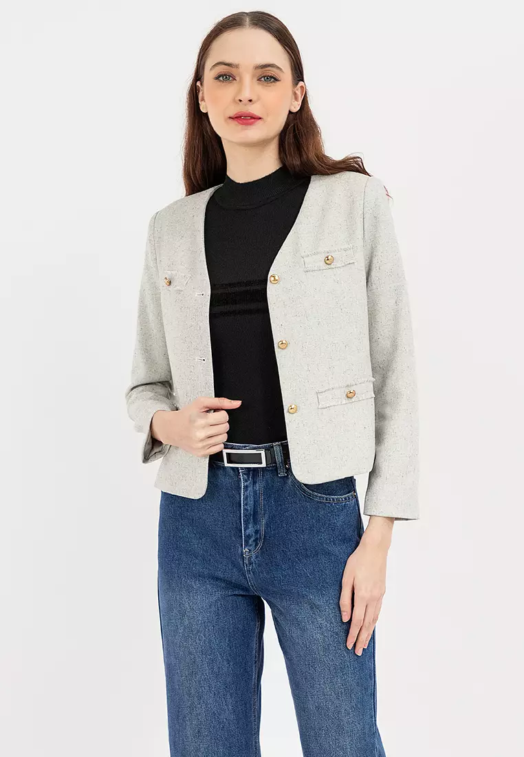 Light Heathered Woolen Blazer