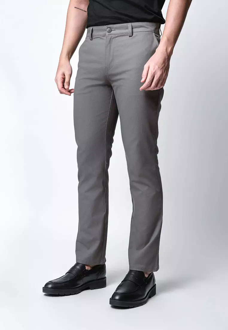 Regular Straight Fit Chino Cotton Twill Dark Grey