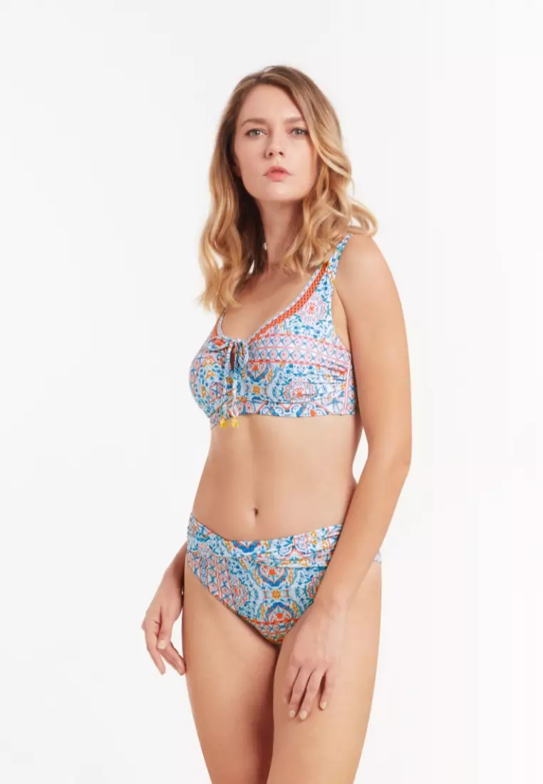 Inner Peace White Plus Cup Tied Front Bikini Top