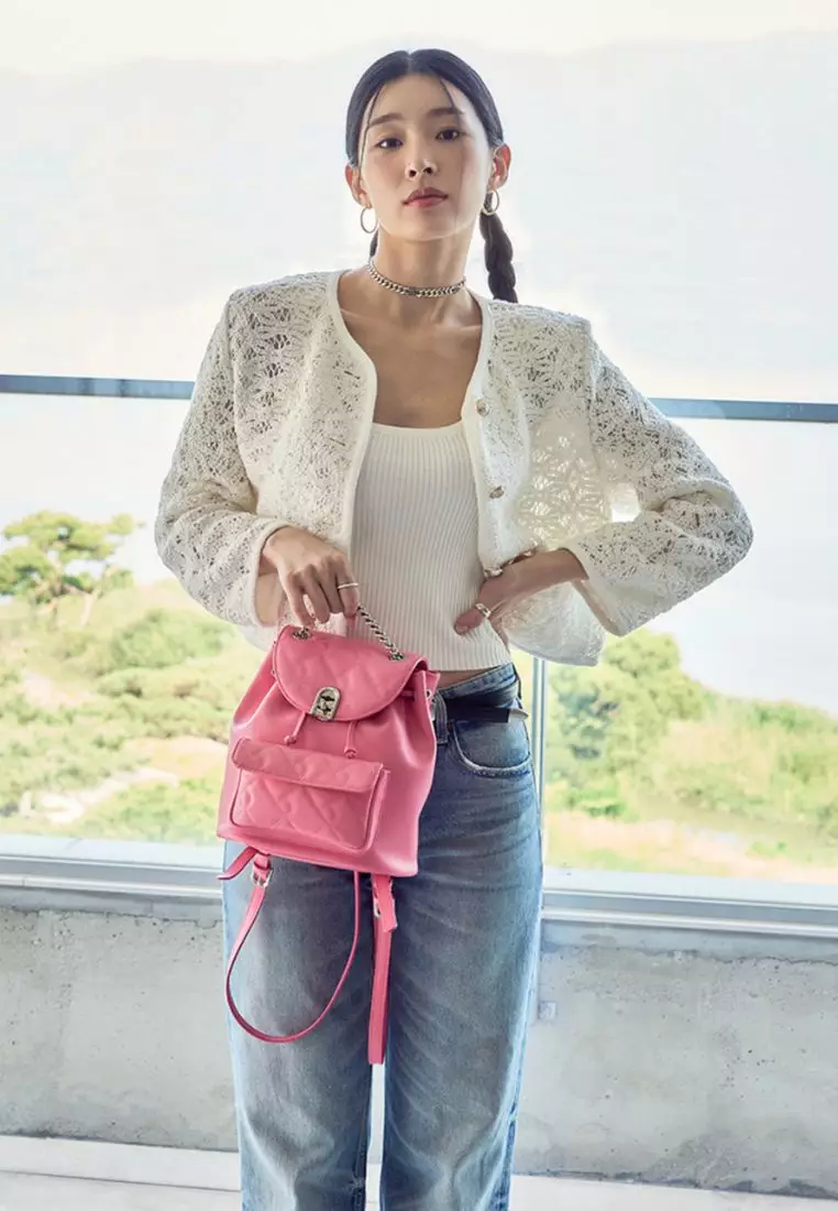 Coco R Quilting Backpack Pink SM