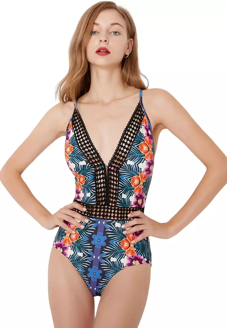 Buy Its Me Sexy Low V One Piece Bikini Swimsuit in multi 2024 Online