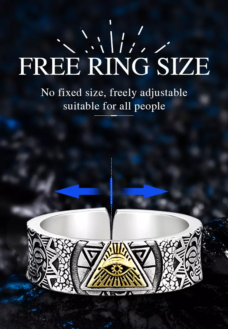 Cincin Pria Egyptian Pyramid Eye Of Horus God Of Sun Ring Set Original cincin model adjustable Unisex cowok cewek anti