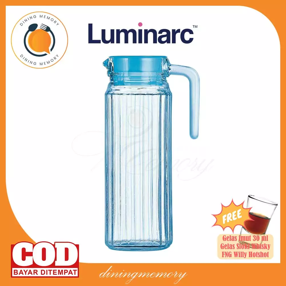 Jual Luminarc Luminarc Teko Quadro Pitcher Water Jug 1100ml Ice Blue Per Pcs Original 2024 9731