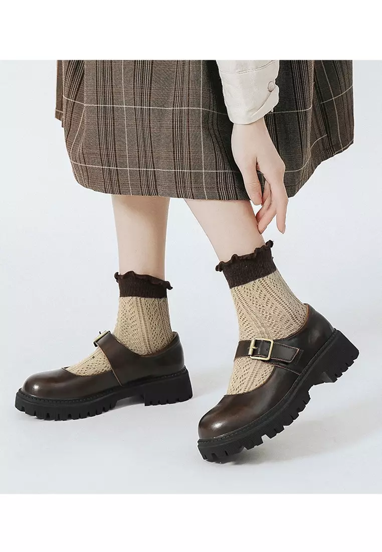 4CM Leather Mary Jane Shoes MZ566-5