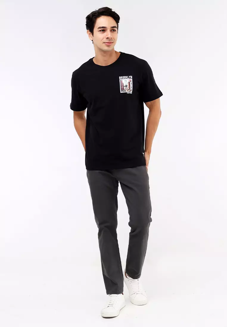 Round Neck Streaky Short Sleeves