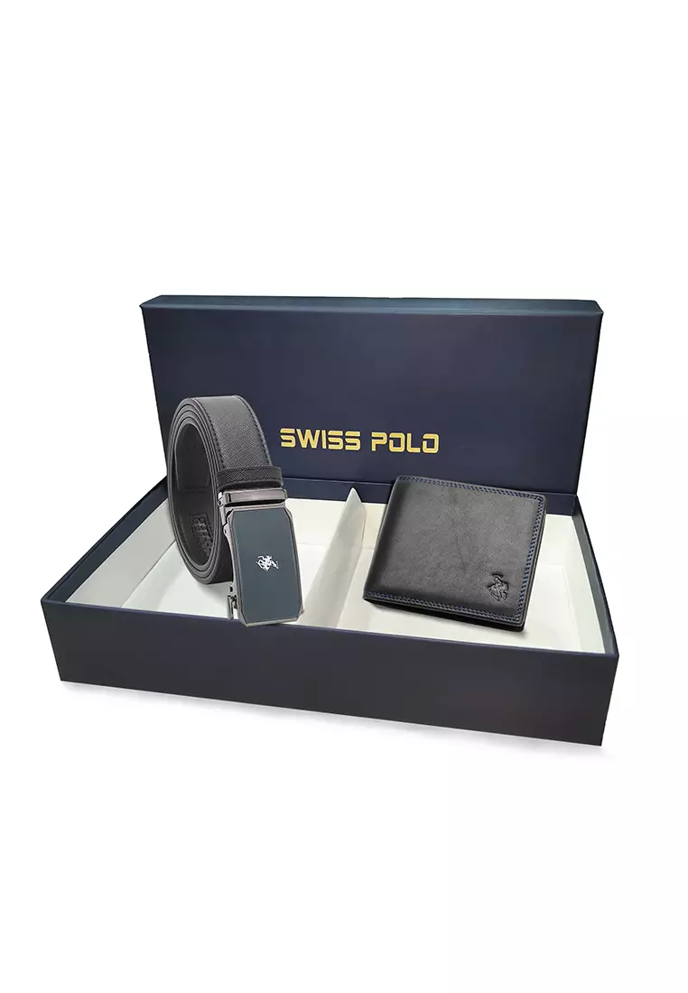 Gift Set - Leather RFID Wallet + 35mm Automatic Buckle Belt - Black