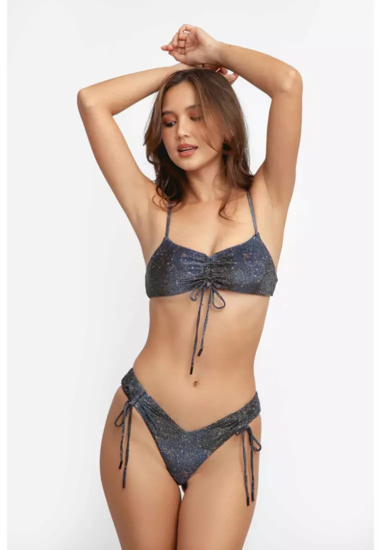 Sophia Ruched Cheeky Bikini Bottoms / Stars Aligned Shimmer