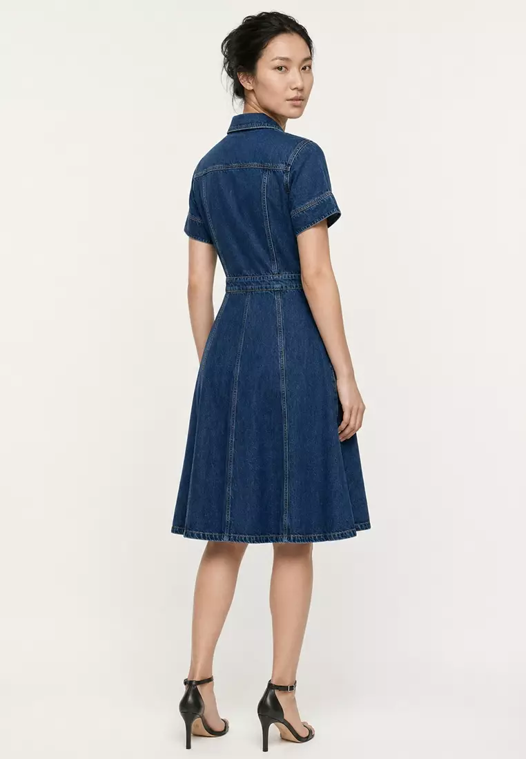white christmas dresses Sleeveless Denim Trim Midi Dress | Dresses & Jumpsuits main image 0