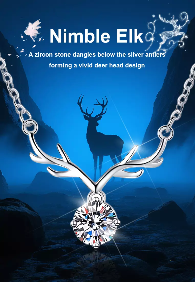Kalung Wanita Original Berlian 2 Karat Dilapisi Platinum Fashion Cewek Necklaces silver color