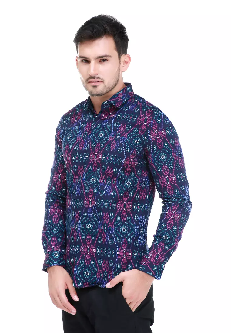 Dwan Kemeja Batik Pria Luxury Atasan Formal Longsleeve Shirt Material Cotton ORIGINAL - Tosca