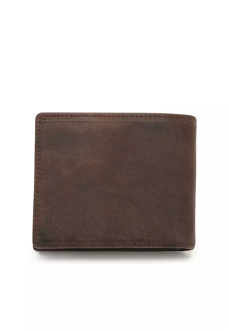 Genuine Leather RFID Short Wallet - Brown