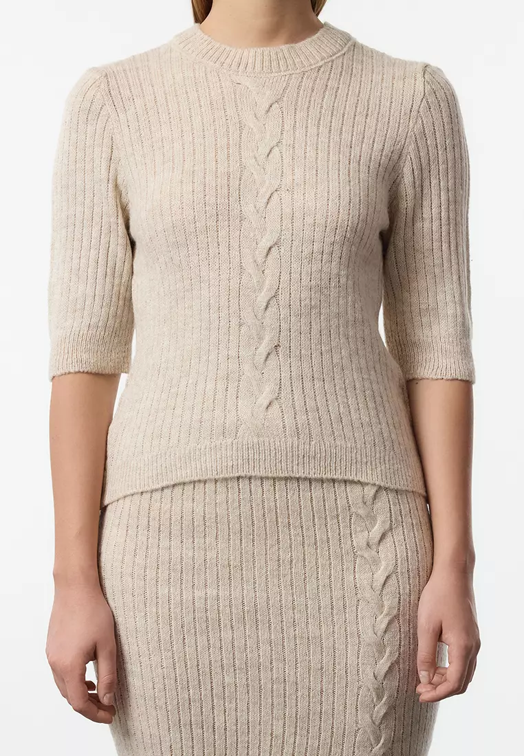 Soft Textured Ecru Knitwear Set