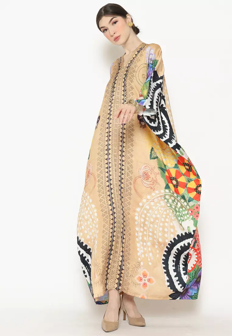 Kanzi Long Sleeve Monochrome Ethnic Kaftan