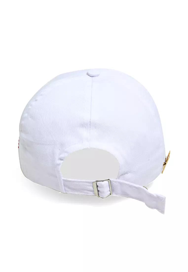 Maxton Topi Baseball Aksesoris Fashion Pria Flag Motive Resizable Strap Material Rafel ORIGINAL - White