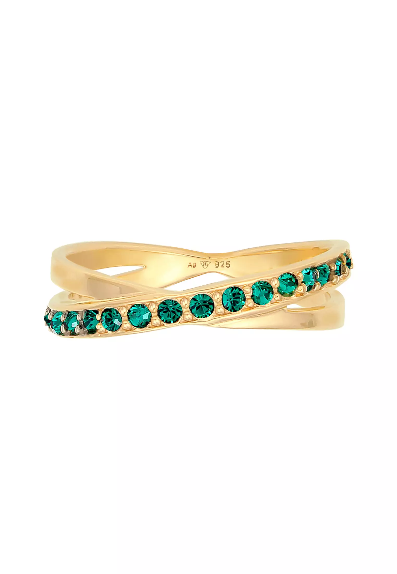Ring Stack Wrapped Elegant Set Glass Crystals Gold Plated