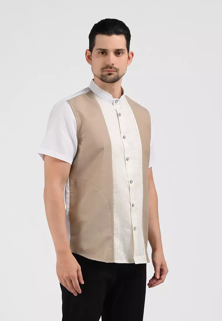 MOC Kemeja Koko Lengan Pendek Pria DAVIAN-KHAKI