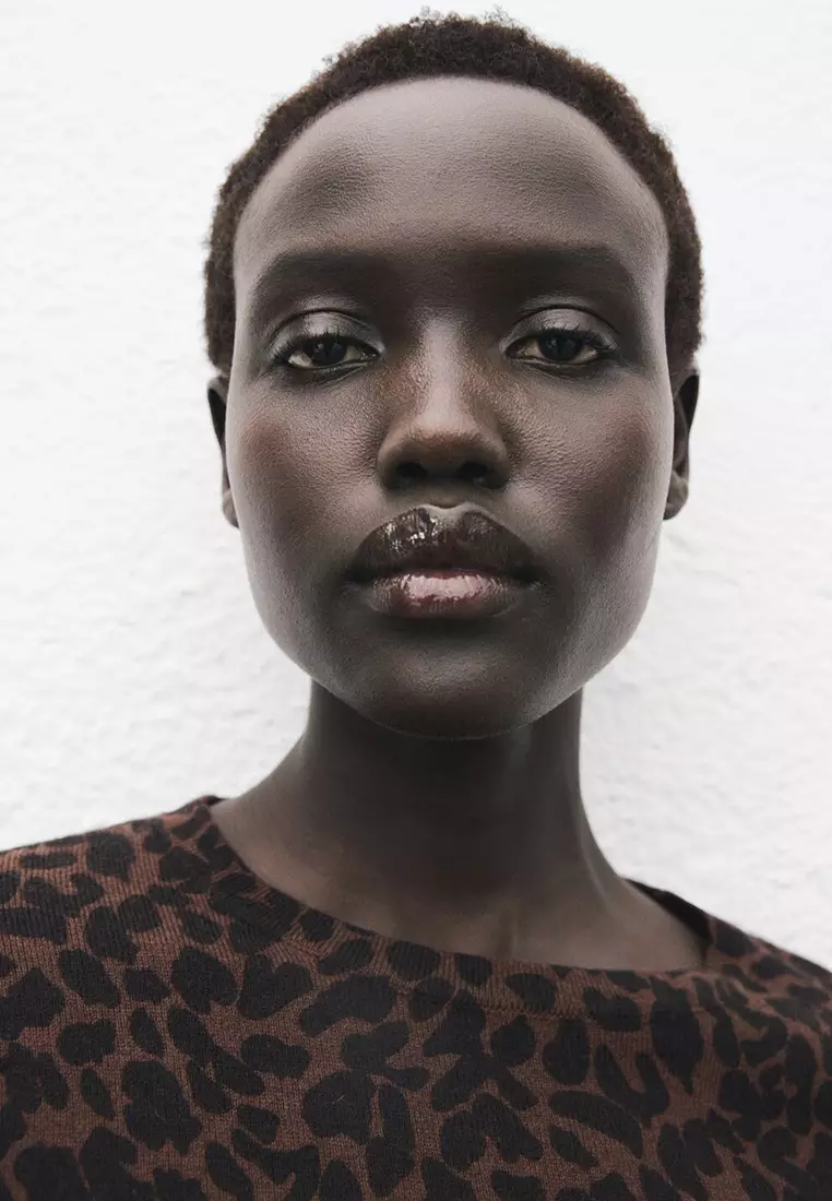 Ribbed Leopard-Print Sweater