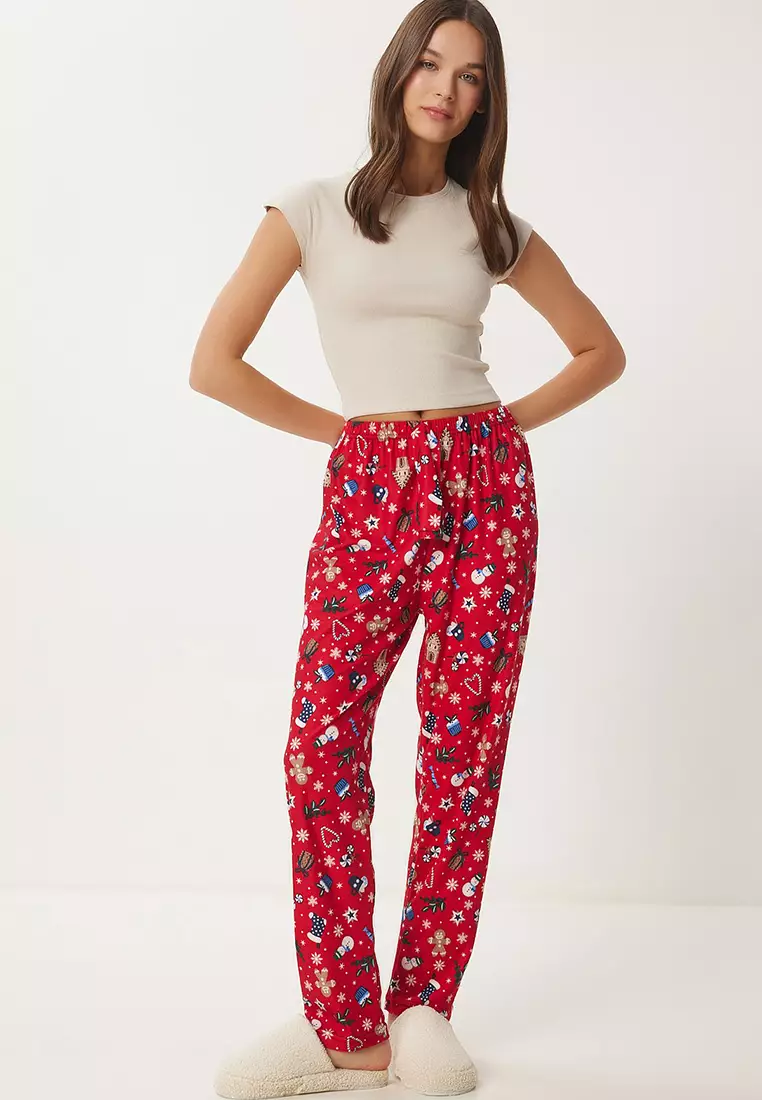 Buy Happiness Istanbul Patterned Soft Texture Knitted Pajama Bottoms ...