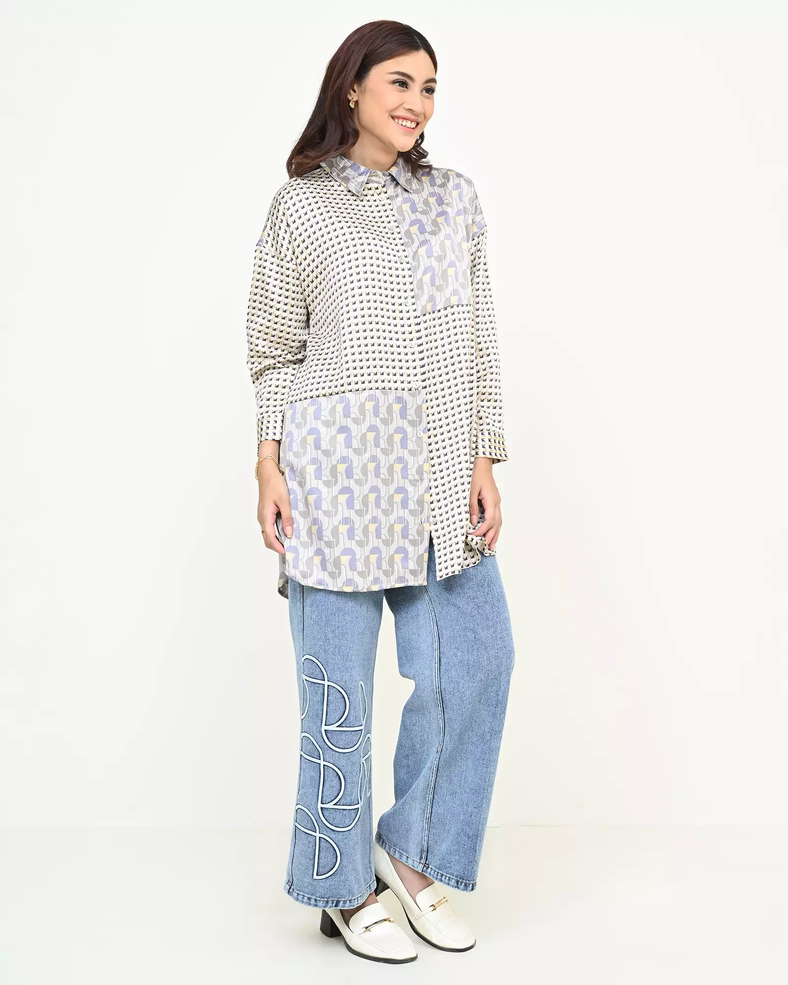 Geulis.id NAVAYA TUNIC / TUNIC PRINTED / (2 warna) - BLUE