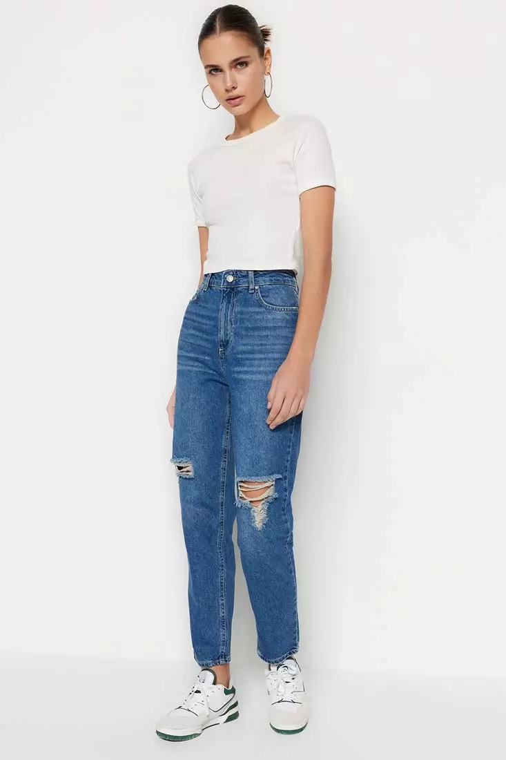 Buy Trendyol High Waist Mom Jeans 2024 Online ZALORA Singapore