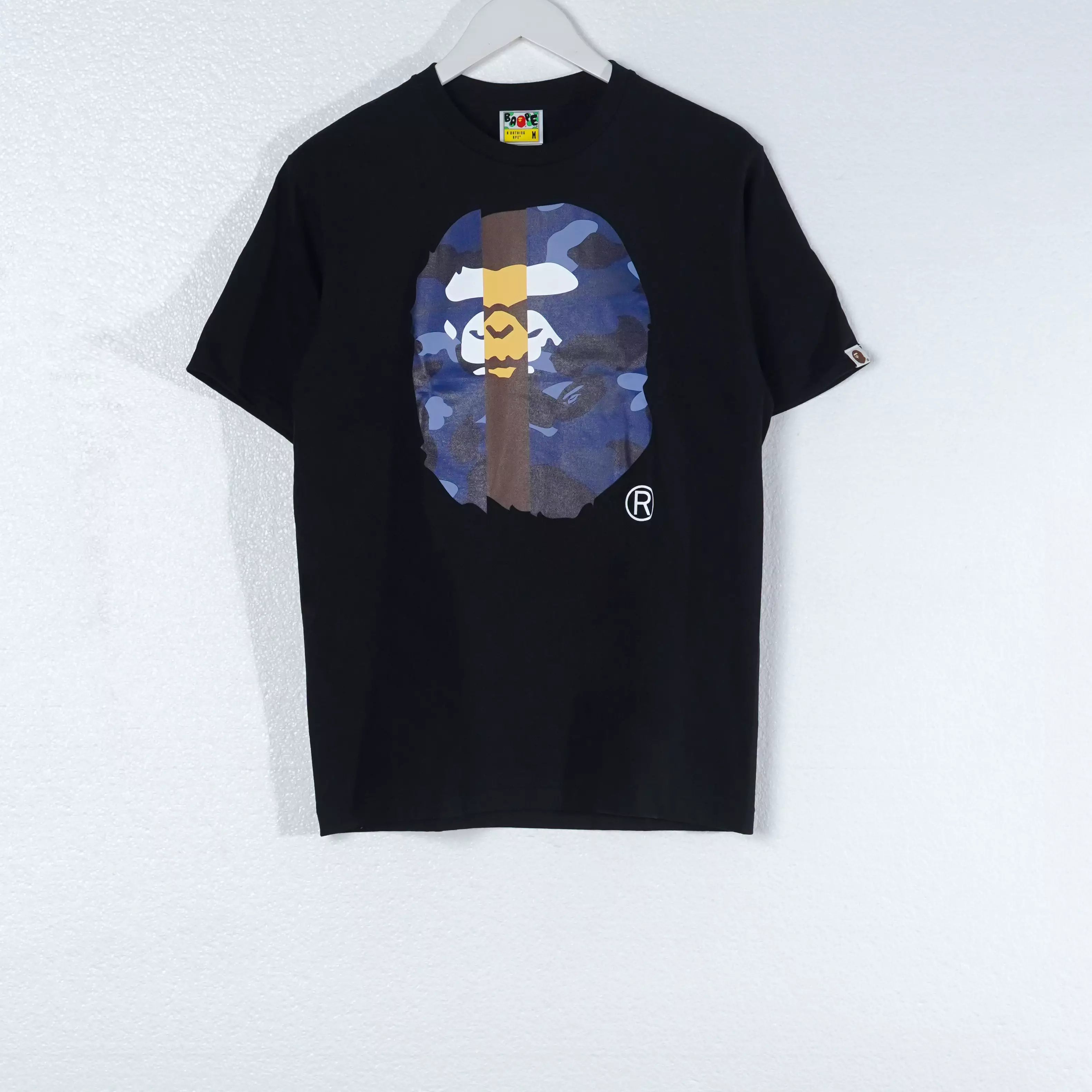 Kaos BAPE BIG HEAD CAMO TRICO NAVY BLACK TSHIRT 100% ORIGINAL