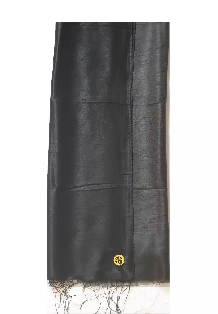 Glamour Raw Silk Pashmina Black