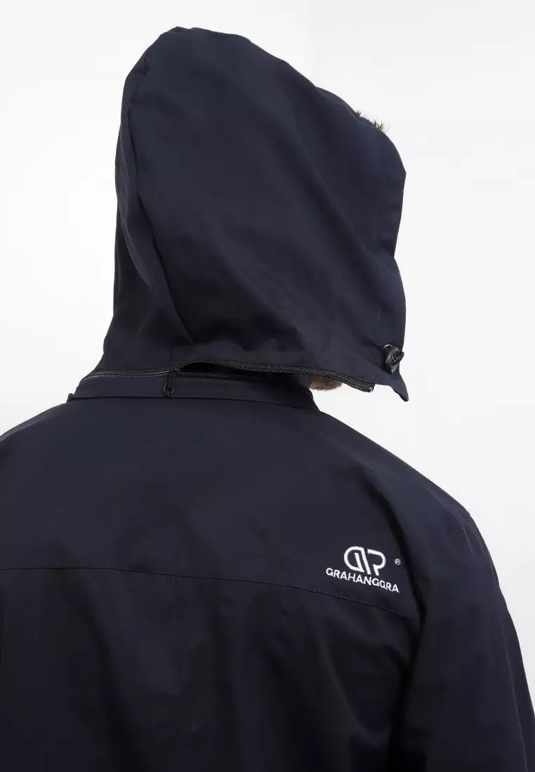 GRAHANGGRA Jaket Waterproof Vasili Hoodie Bisa Dilepas Pasang - Navy Blue