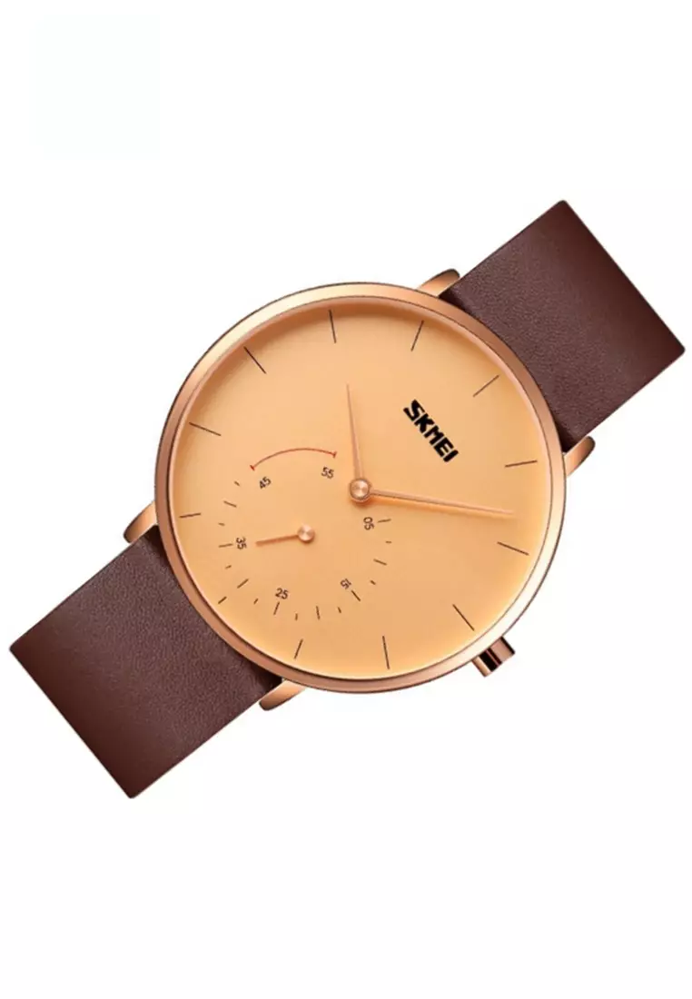 Jam Tangan Analog Pria Waterproof Strap Tali Material Kulit Leather KP10 ORIGINAL