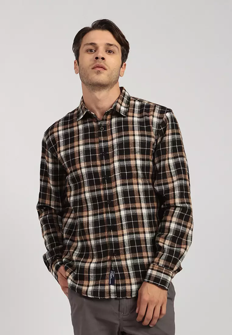 Jual REMIX JEANS Kemeja Flanel Motif Kotak-Kotak Lengan Panjang E048J29