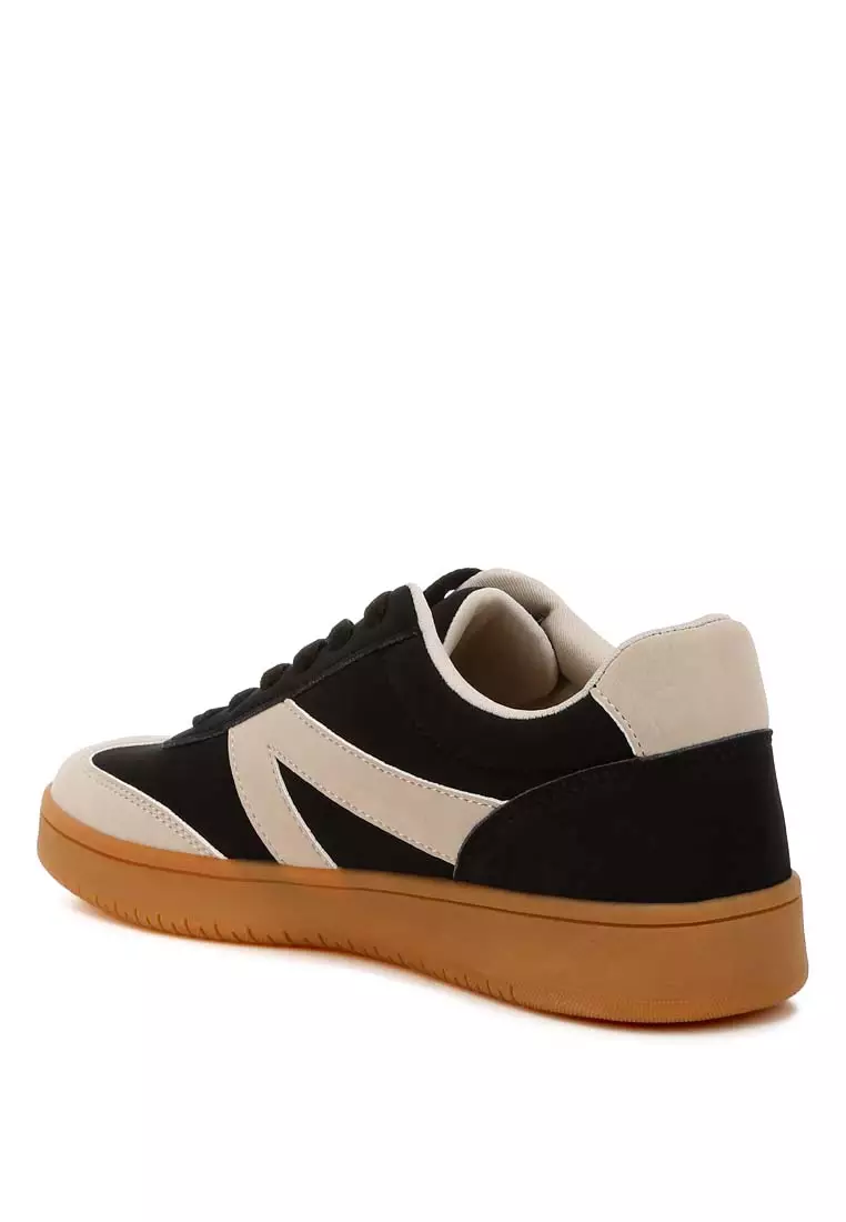 Contrasting Patchwork Chunky Sneakers in Black