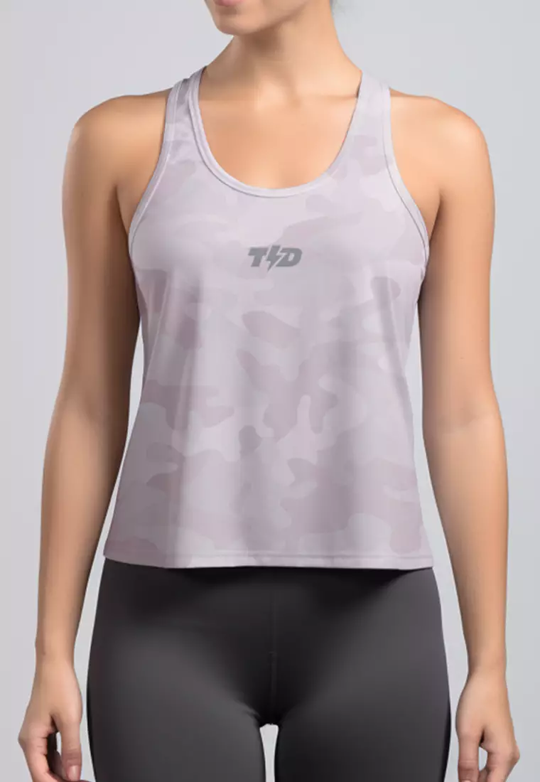 LSD92 Crop Tank Top Gym Olahraga Lari grey pink Td Bolt