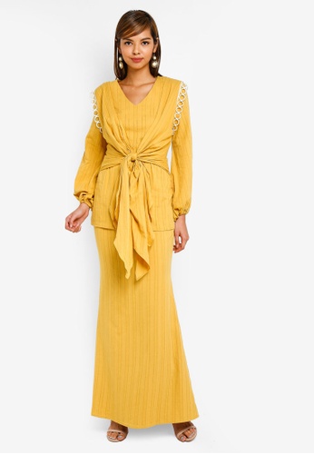 Cempaka Knotted Kurung from AfiqM in Yellow