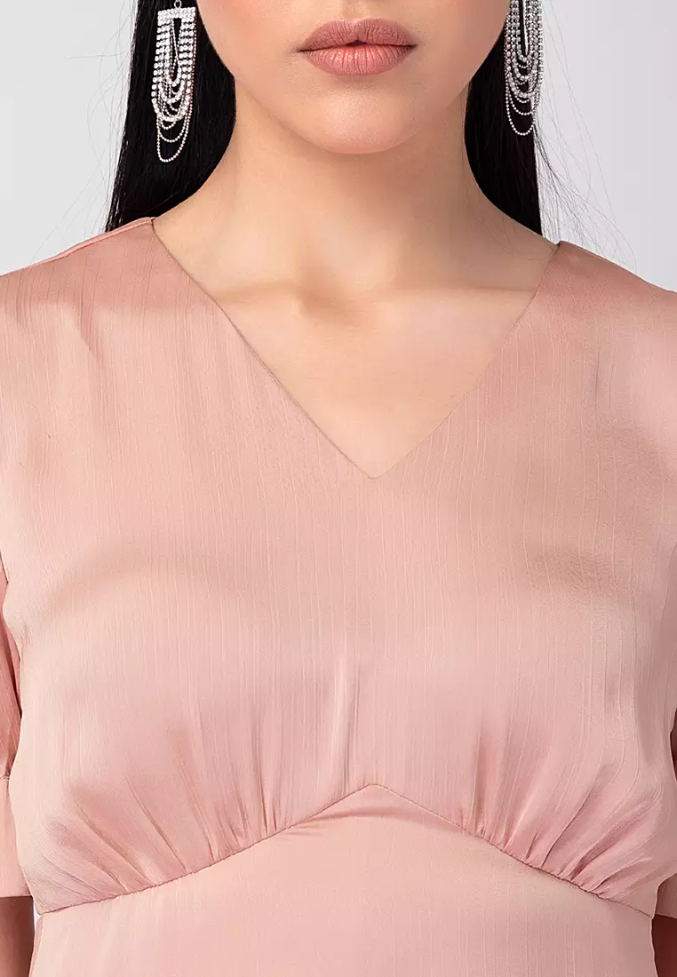 strapless open back dress Marni Satin Gown in Pink Raspberry main image 1