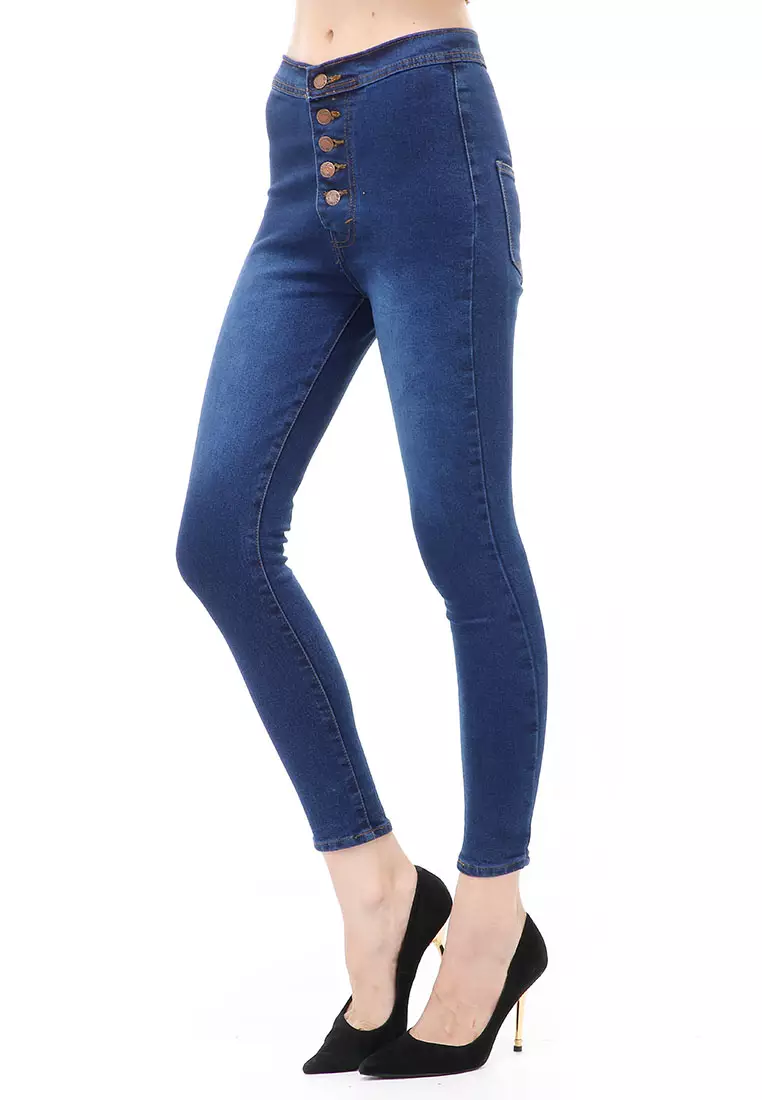 Jourel Long Pants Wanita Skinny Jeans Classic Highwaist 5 Button Material Denim ORIGINAL