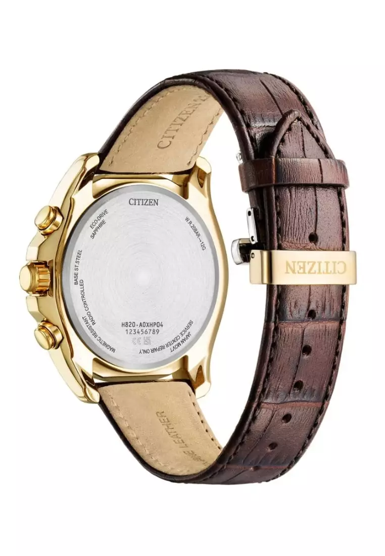 Citizen Eco-Drive World Time GMT Brown leather Strap Men Watch AT9123-13E