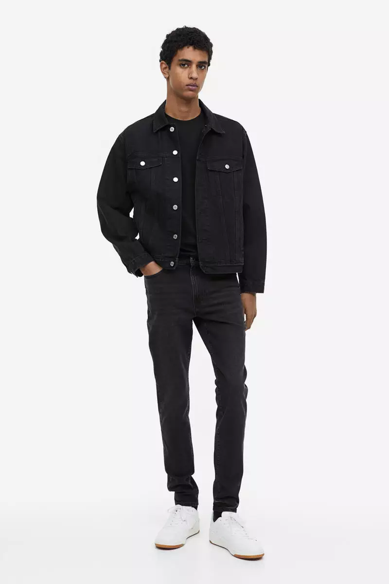 H&m black best sale denim jacket mens