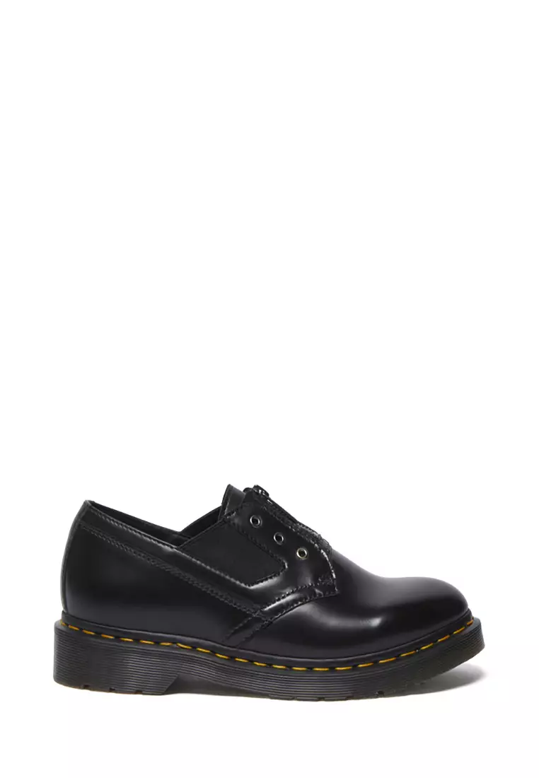 1461 Gusset Polished Smooth Leather Slip-On Oxford Shoes Black - Women