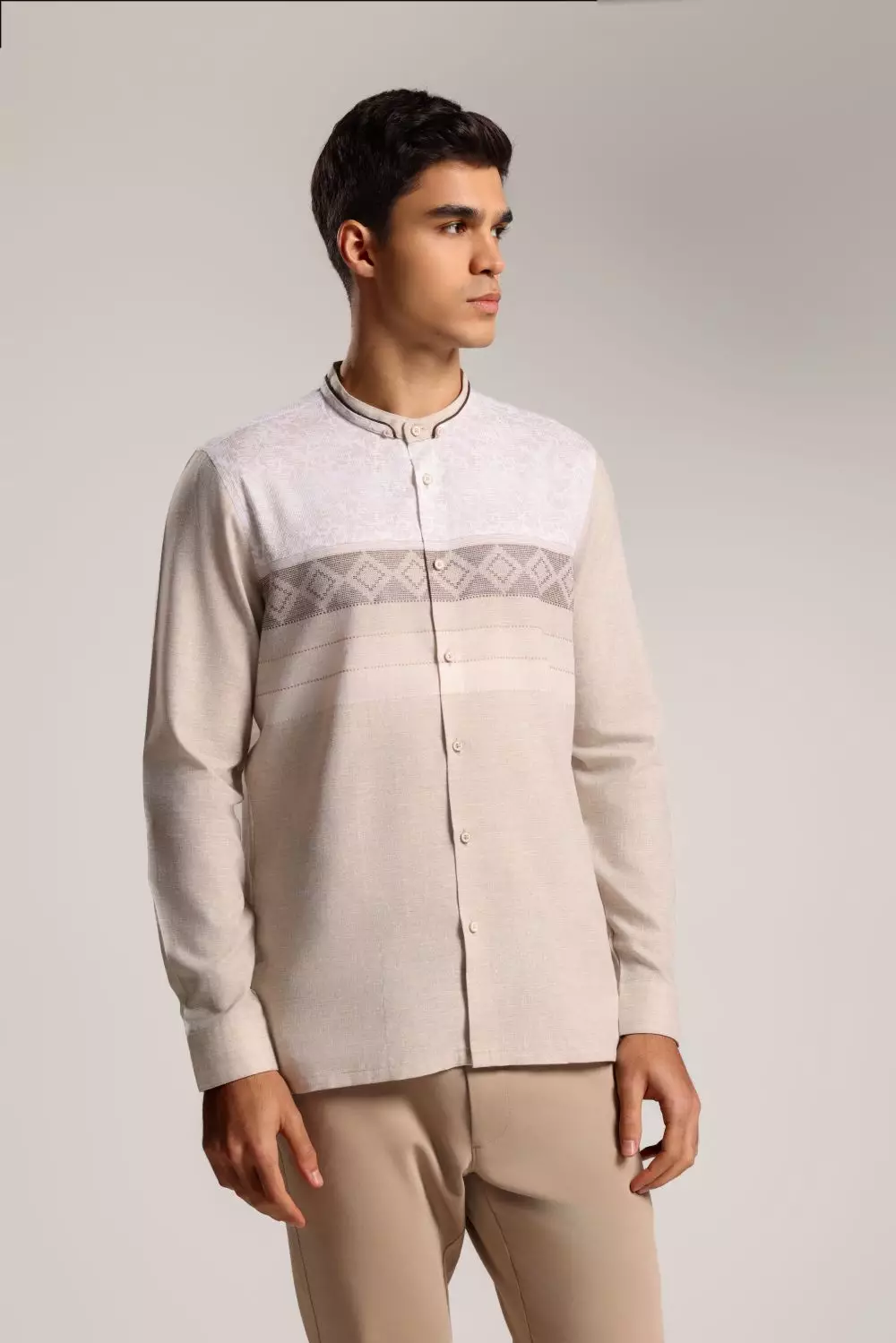 MOC Kemeja Koko Lengan Panjang Pria Najran - Khaki