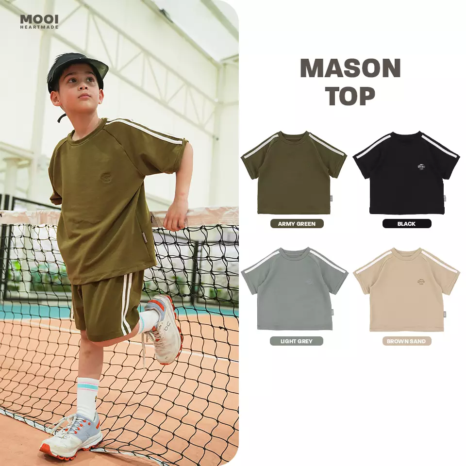Mooi Kaos Anak Laki - Laki Mason Top - Army Green