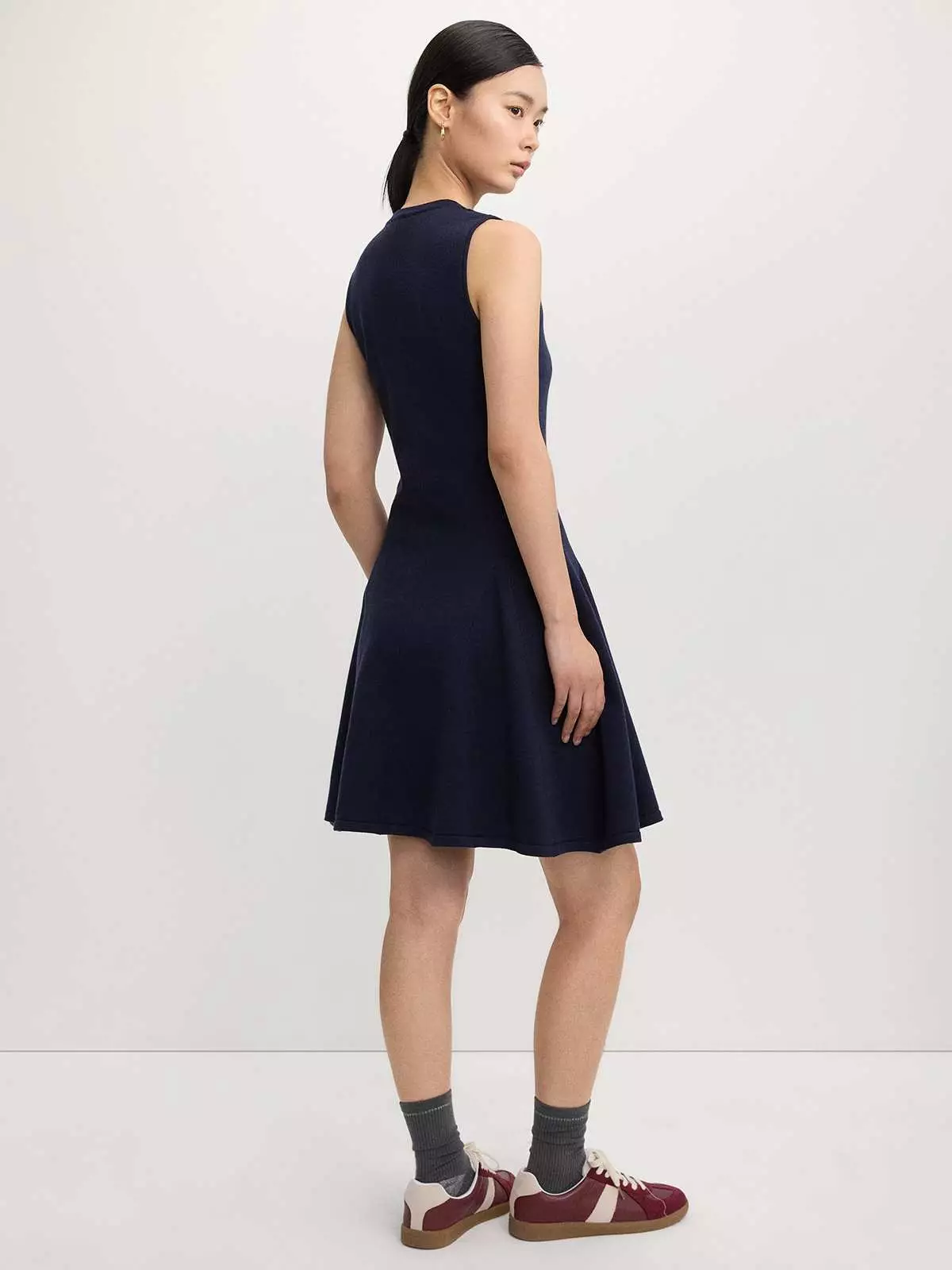Pomelo - Mini Dress Wanita - Zip-Up Flared Dress - Navy