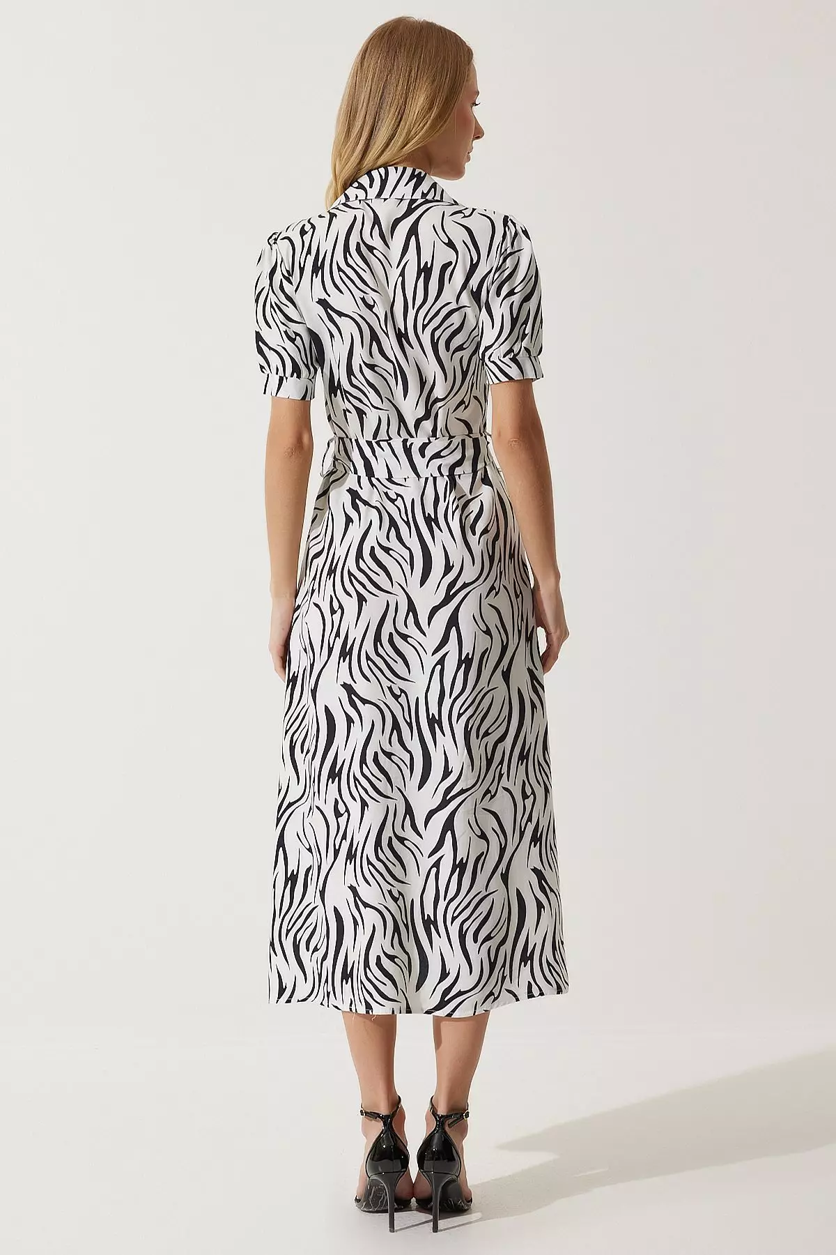 Viscose Pattern Midi Shirt Dress