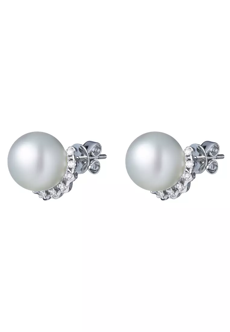 TOMEI Pearl Earrings, White Gold 750