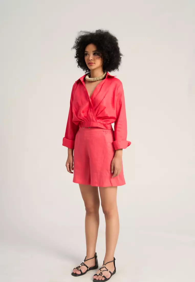 Pink Linen Shorts