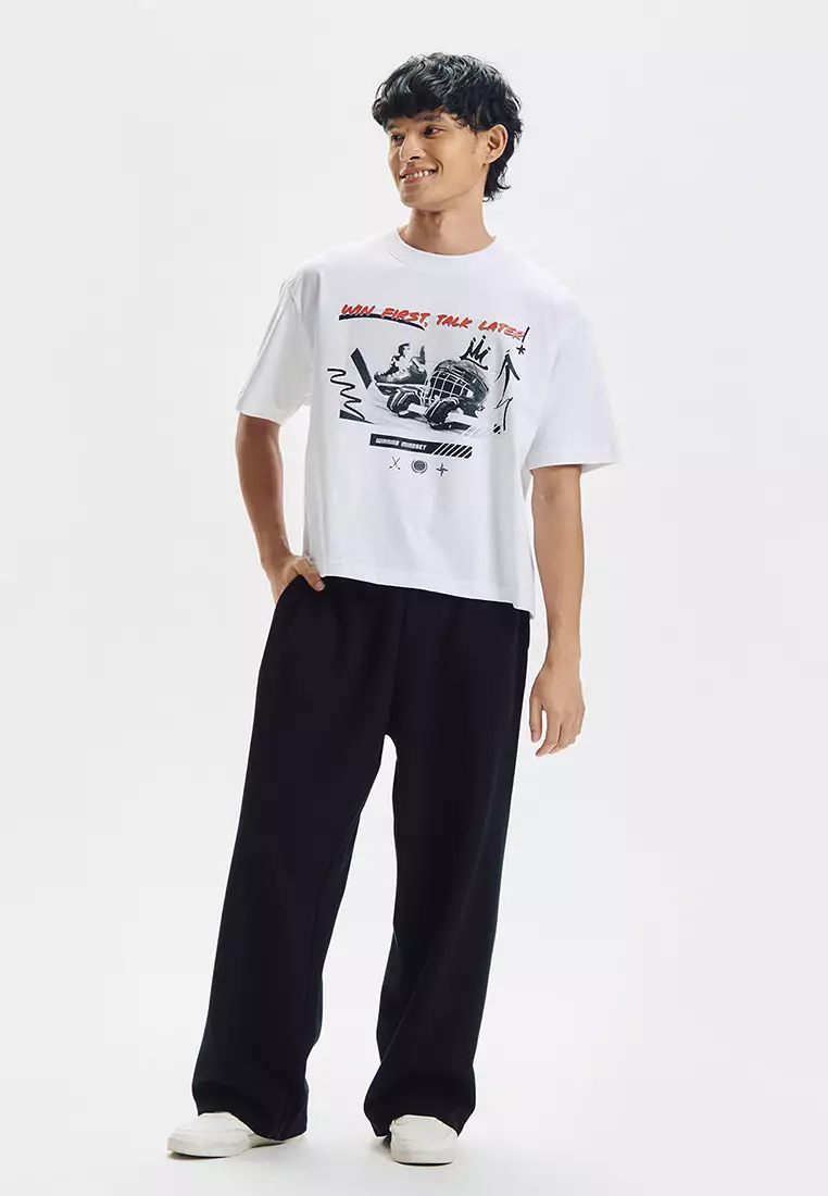 Win First Talk Later Boxy Graphic T-Shirt