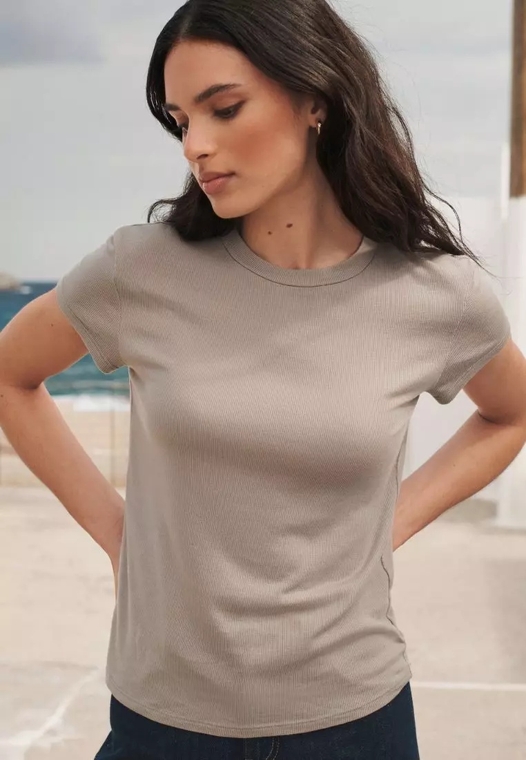 Buy NEXT Soft Touch TENCEL™ Ribbed Short Sleeve T-Shirt 2025