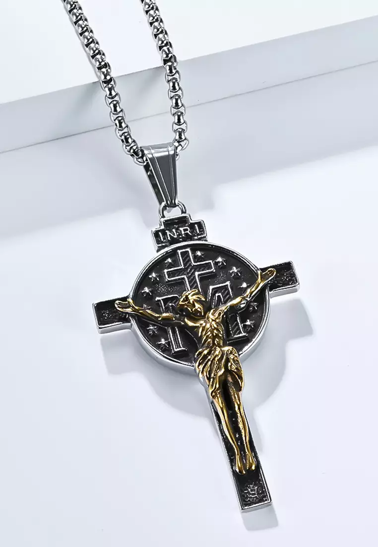 Titanium Steel INRI Cross Pendant Necklace JW QF-DZ641