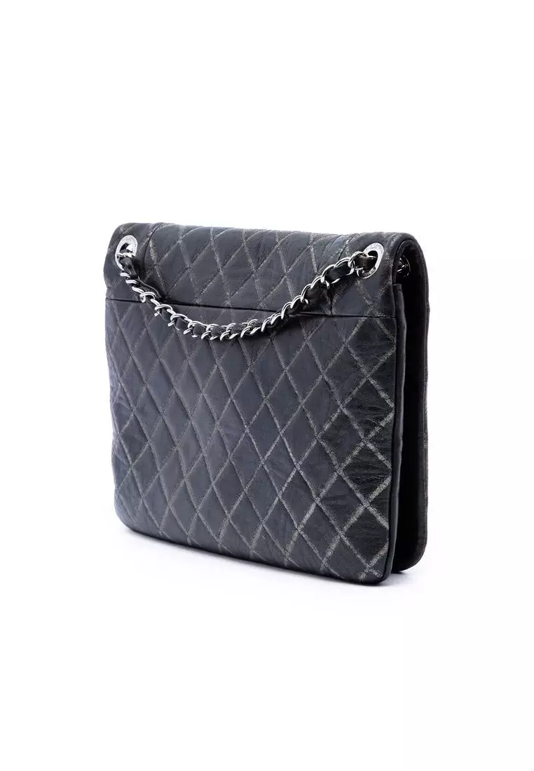 Pre-Loved Chanel Quilted Metallic Distressed Lambskin Cc Crystal Flap