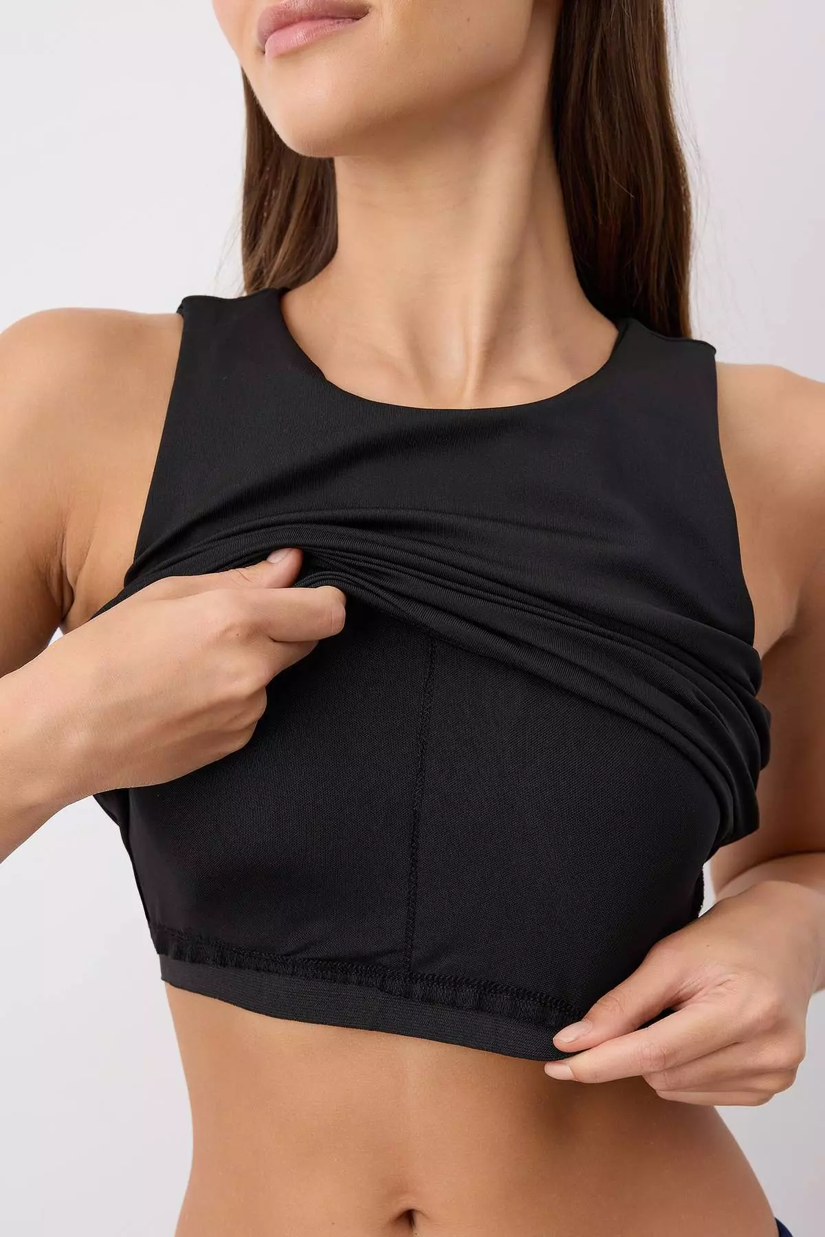 Black 2-Layer Reflective Printed Supportive/Shaping Knitted Sports Bra