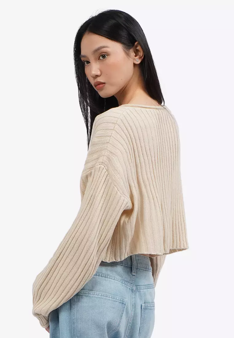 Lace Up Long Sleeve Knit Top
