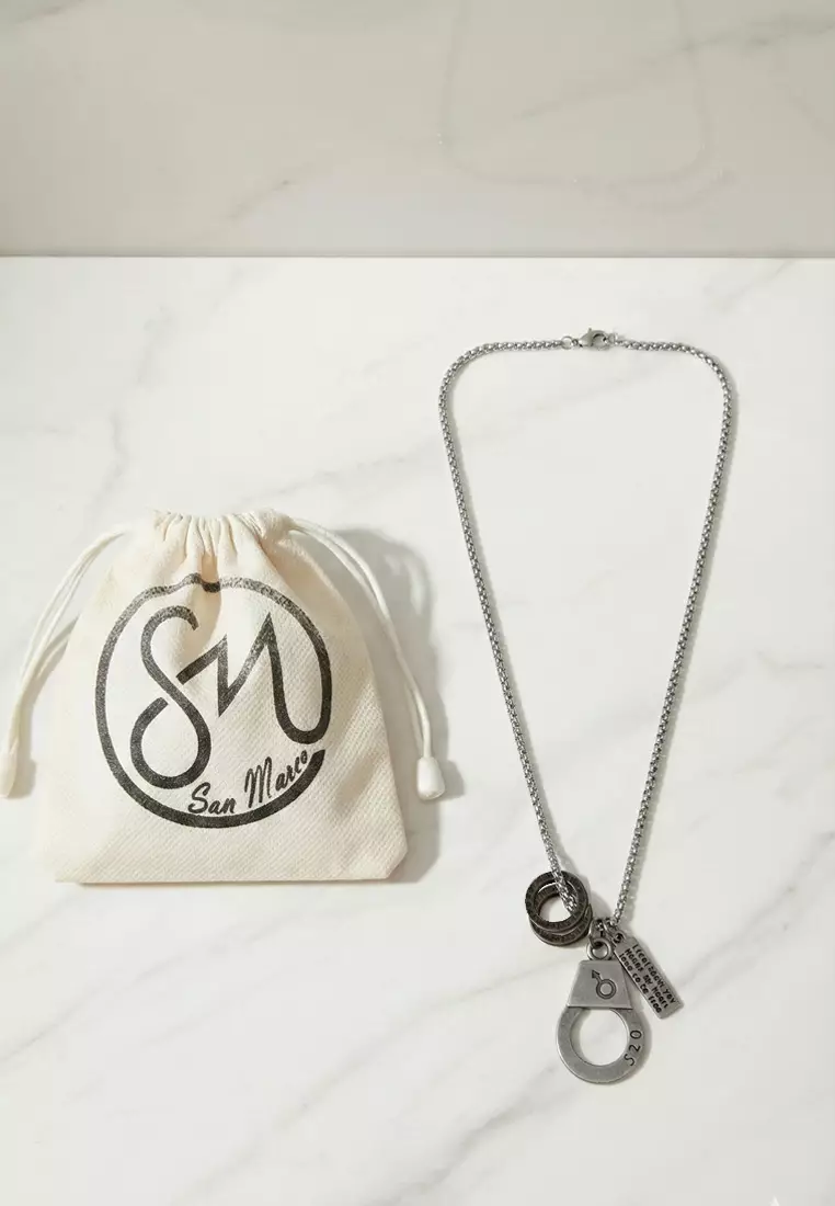 Aksesoris Pria Loop Titanium Necklace Kalung Pria Silver